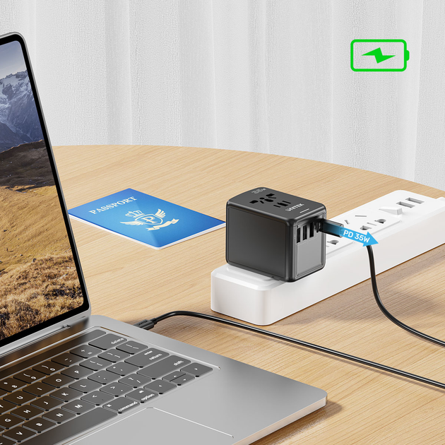 Мережевий зарядний пристрій Unitek Universal Travel Adapter 3xUSB-A + 2xUSB-C 35 Вт Black (P1121ABK01) - зображення 6