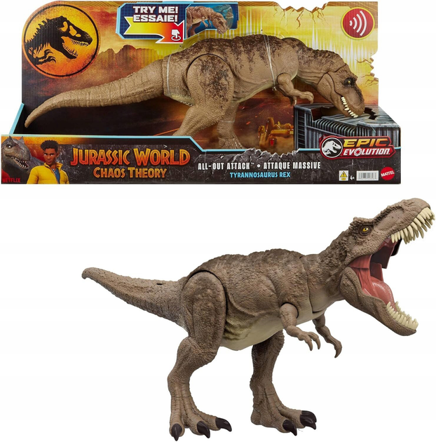 Figurka Mattel Jurassic World All-Out Attack Tyrannosaurus Rex 21 cm HXF54 (194735228348) - obraz 1