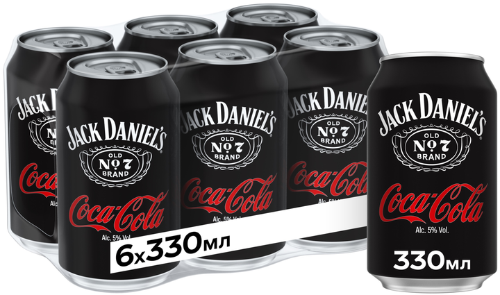 Напиток слабоалкогольный Jack Daniel's & Coca-Cola 5% 0.33 л х 6 шт. (54490001170095) - изображение 1