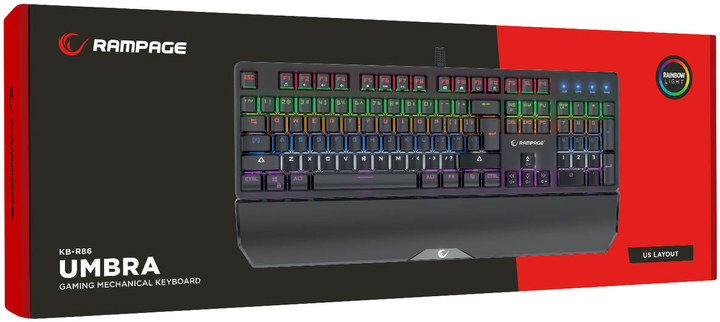 Klawiatura przewodowa Rampage KB-R86 UMBRA Kaicheng Blue USB Black (KB-R86BLACKBS) - obraz 7