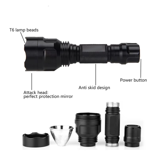 Ліхтар Clefers Tac Red Light до 400 ярдів + Універсальні кріплення на планку Picatinny 20 мм (620-640 нм, IP65, USB, 18650 у комплекті) (5024596) - зображення 2