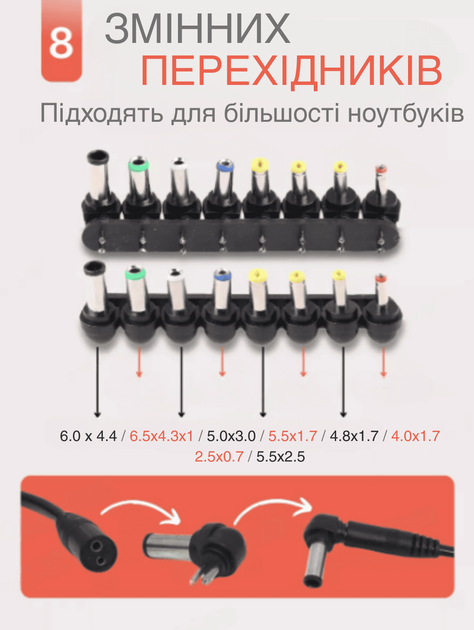 Универсальное зарядное блок питания для ноутбука ASUS ACER FUJITSU HP Toshiba DELL LENOVO дома и авто 220В 120W GTM laptop 901 Чёрный (I50180M) - Фото 4 Универсальное зарядное блок питания для ноутбука ASUS ACER FUJITSU HP Toshiba DELL LENOVO дома и авто 220В 120W GTM laptop 901 Чёрный (I50180M) - изображение 4