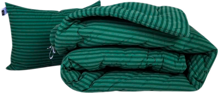 Акція на Набір MirSon №1047 Сolor Fun Line Ковдра літня Полуторна 155х215 см 17-0612 Stripe Emerald Silk + Подушка 50x70 см від Rozetka