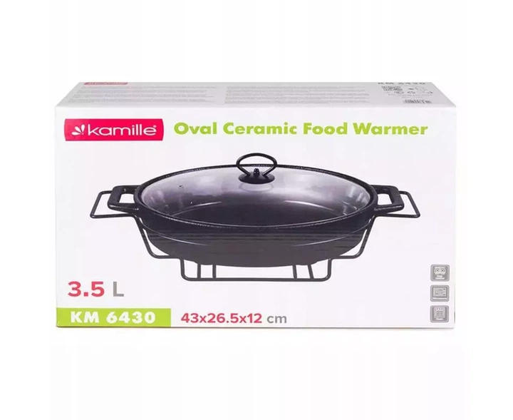 Мармит Kamille из керамики овальный 43 см x 26,5 см x 12 см 3,5 л с подставкой (черный) - Фото 6 Мармит Kamille из керамики овальный 43 см x 26,5 см x 12 см 3,5 л с подставкой (черный) - изображение 6