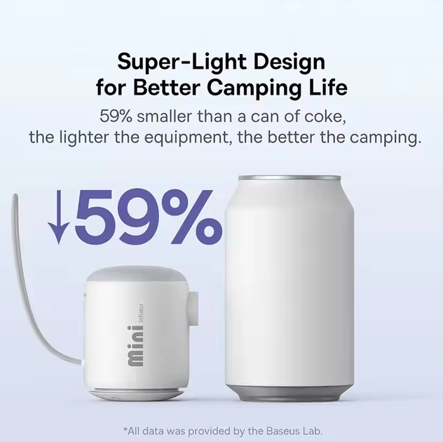 Портативний кишеньковий насос з ліхтариком Baseus PocketGo Portable Air Pump 1600mAh - Фото 6 Портативний кишеньковий насос з ліхтариком Baseus PocketGo Portable Air Pump 1600mAh - зображення 6