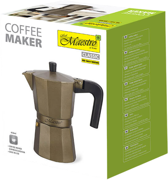 Гейзерная кофеварка Maestro Espresso Moka Алюминиевая Brown 450 мл (MR-1666-9-BROWN) - изображение 5