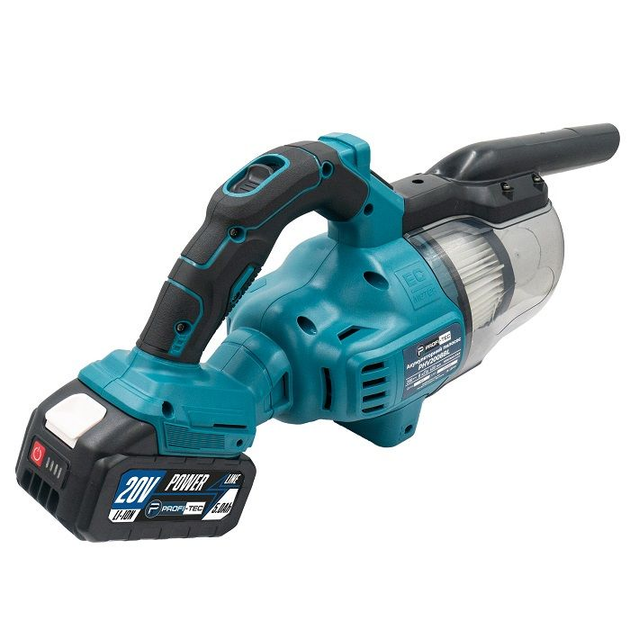 Мощный аккумуляторный пылесос PROFI-TEC PHV200BL POWERLine: с АКБ 2шт-20V 4.0 Ah, 8 бар, бак 600 мл - изображение 5