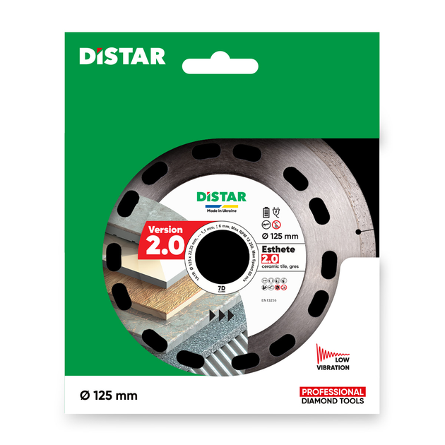 Диск алмазный отрезной Distar 1A1R 125x22,23 Esthete 2.0 : диск 125х22,23/х1,1мм, керамика, керамогранит (10126024010) - Фото 5 Диск алмазный отрезной Distar 1A1R 125x22,23 Esthete 2.0 : диск 125х22,23/х1,1мм, керамика, керамогранит (10126024010) - изображение 5