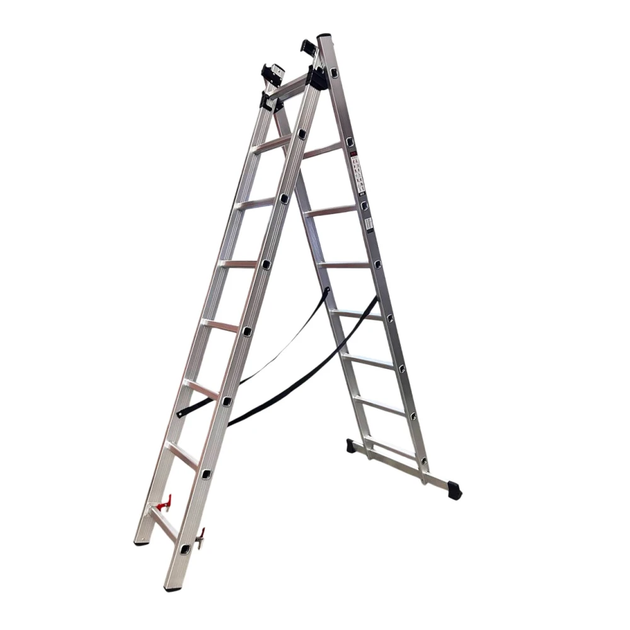 Лестница алюминиевая трёхсекционная GTM KME308 3x8 ступенек 2.18-4.88м (39945) - изображение 2