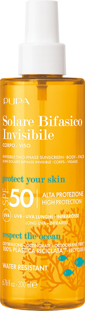 Сонцезахисний спрей для обличчя та тіла Pupa Multifunction Invisible SPF 50 двофазний 200 мл (8011607359653) - зображення 1