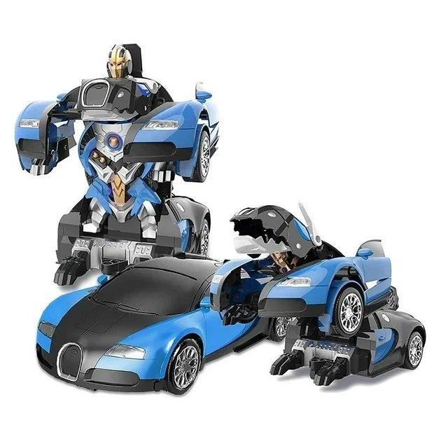 Машинка Трансформер Bugatti Robot Car Size 1:18 Синяя - изображение 2