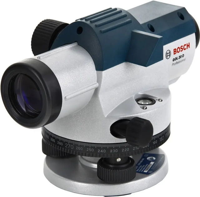 Профессиональный оптический нивелир Bosch Professional GOL 20 D в кейсе с штативом BT 160, линейкой GR 500, диапазон 60 м - Фото 2 Профессиональный оптический нивелир Bosch Professional GOL 20 D в кейсе с штативом BT 160, линейкой GR 500, диапазон 60 м - изображение 2