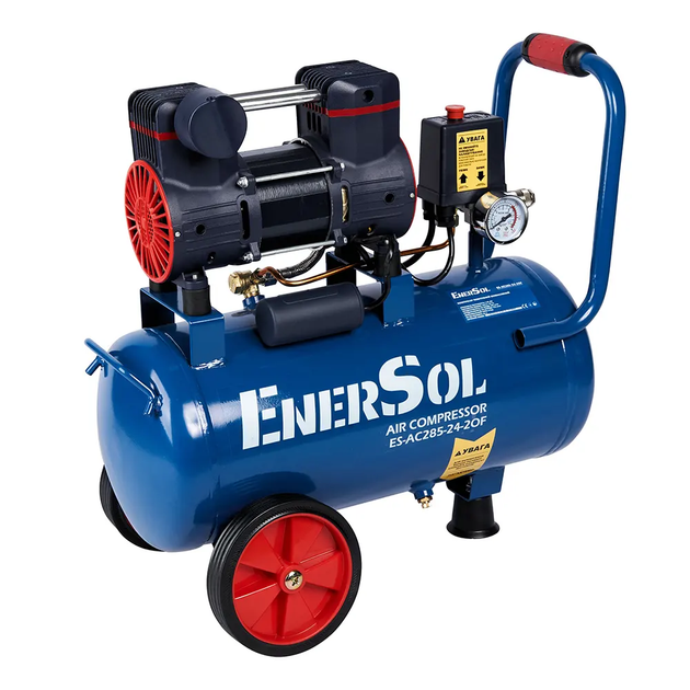 Потужний компресор повітряний безмасляний EnerSol ES-AC285-24-2OF : ресивера 24 л, 1.08 кВт, 8 бар, вага 14.5кг - Фото 2 Потужний компресор повітряний безмасляний EnerSol ES-AC285-24-2OF : ресивера 24 л, 1.08 кВт, 8 бар, вага 14.5кг - зображення 2