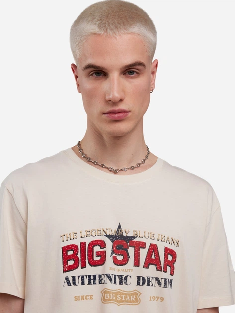 Koszulka męska bawełniana Big Star Enifer 103 2XL Beżowa - obraz 5