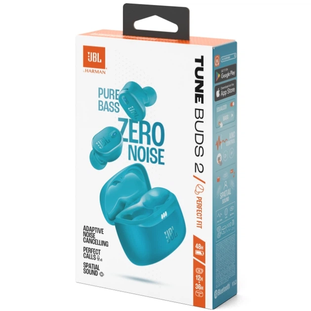 Навушники гарнітура вакуумні Bluetooth JBL Tune Buds 2 Turquoise (JBLTBUDS2TQE) - зображення 9