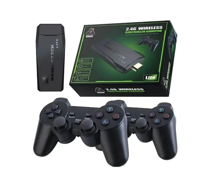 Игровая приставка M8 64gb консоль для ТВ Mini Game Stick HDMI 1080P, + два беспроводных джойстика 10000 ретро игр (506) - изображение 2