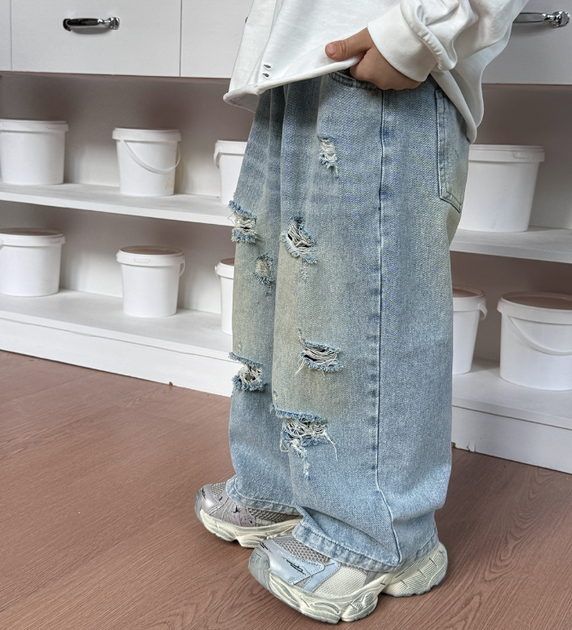 Дитячі джинси для дівчинки AoAo Kids 110 см блакитні - зображення 3