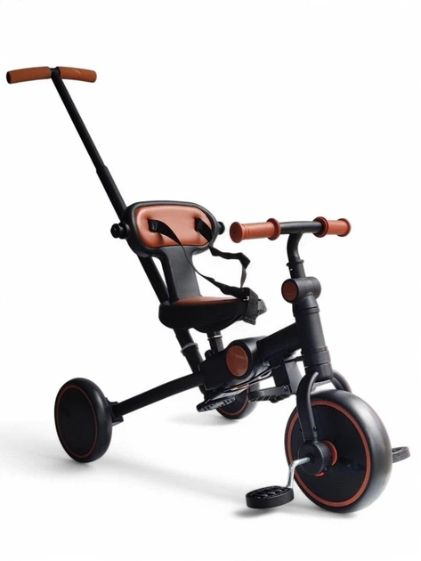 Велосипед-беговел 3в1 с родительской ручкой и козырьком Royal Leather Trike 105-2 трехколесный с максимальной нагрузкой до 60 кг с 2 режимами колес Черный - изображение 2