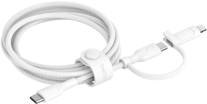 Кабель Belkin BoostCharge 2-in-1 USB Type-C – USB Type-C/Lightning 60W 1.5 м White (CAC003HQ1.5MWH) - зображення 6