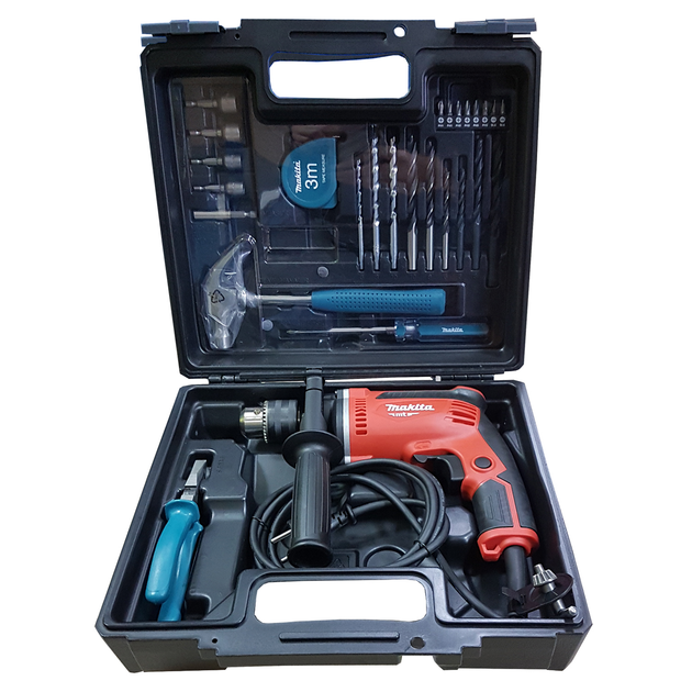 Профессиональная дрель электрическая ударная (электродриль) MAKITA M8100KX2 + аксессуары : 710 Вт, 1.3-13 мм - изображение 8