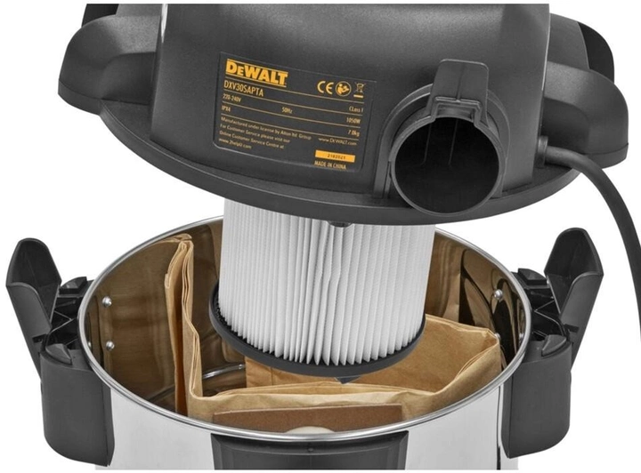 Профессиональный промышленный пылесос DeWALT DXV30SAPTA-QT : 750 Вт, 30 л, 2400 л/мин - изображение 5