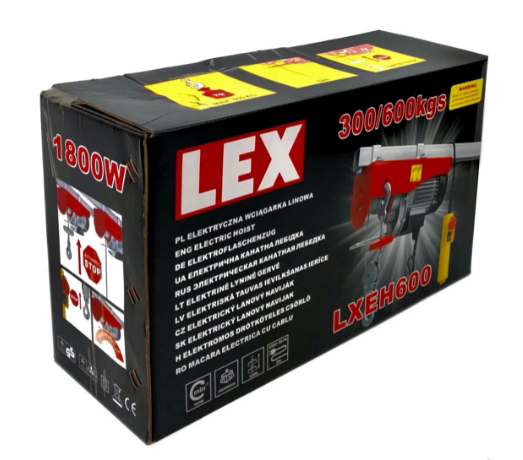 Тельфер электрический LEX 300/600 кг (LXEH600),300/600 кг, 1800 Вт, высота 12 м, 5 м/мин - изображение 10
