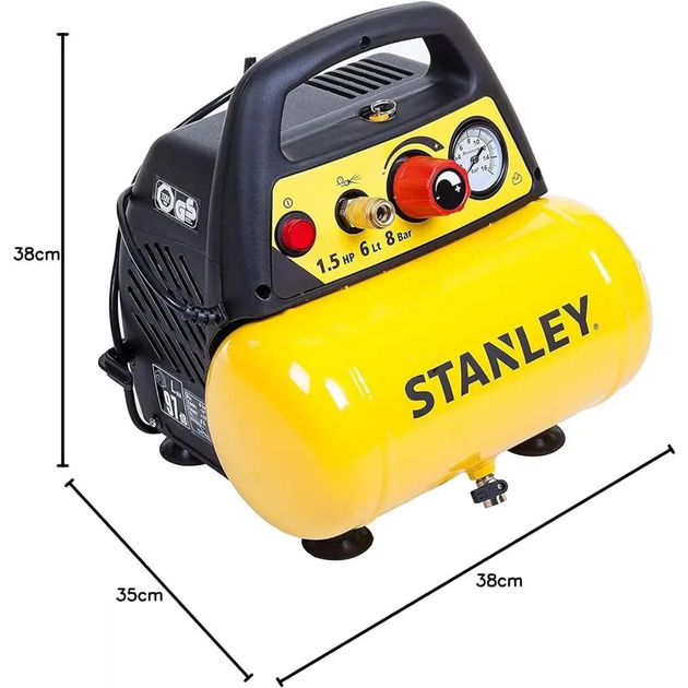 Потужний компресор повітряний безмасляний STANLEY DN200/8/6 : 1.1 кВт, 6 л, 180 л/хв - зображення 3