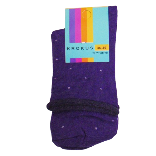 Шкарпетки без гумки горошок Krokus 36-40 фіолетові - Фото 1 Шкарпетки без гумки горошок Krokus 36-40 фіолетові - зображення 1