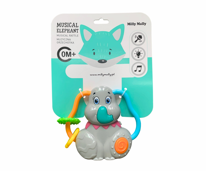 Muzyczna grzechotka Słonik  Milly Mally Musical elephant 4647 (5901761127829) - obraz 5