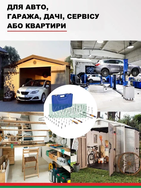 Набор ручного инструмента для ремонта авто дома на СТО 108 предметов: ключи, головки, биты из стали в кейсе - изображение 7