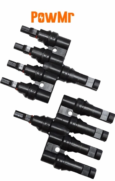 Конектор четверник MC4 1х4 POWMR, для солнечных панелей 30A 1000V (пара - папа+мама, комплект из 2 штук) IP67 (разветвитель, удвоитель, тройник, для обединения солнечных панелей в массив) - изображение 8