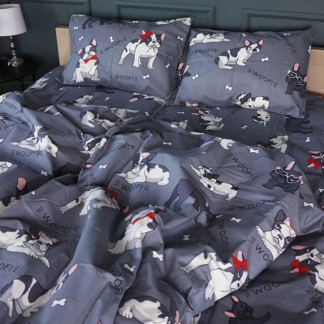 Простынь MirSon Бязь 17-0663 Cute Pug 180x220 см (2200010012354) - изображение 3