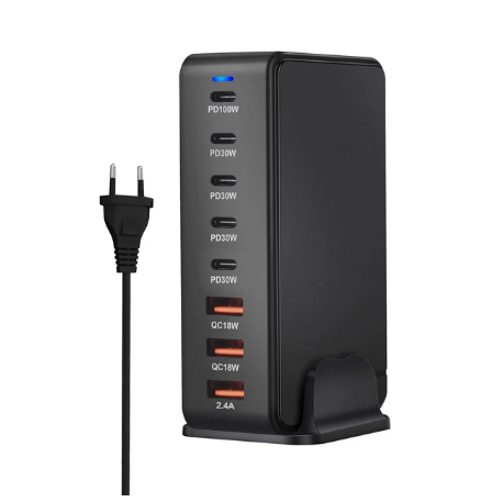Зарядное устройство YMS-868 GAN 3 PRO USB Type-C, USB устройство док станция 8в1 3*USB, 5*type C 268W 1 порт 100Вт (519) - изображение 7