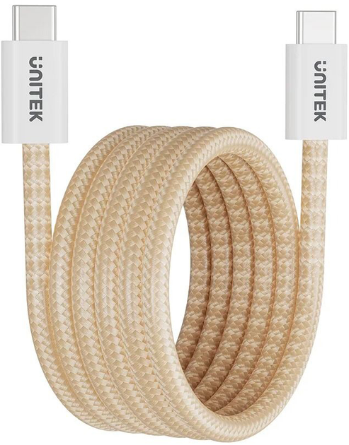 Kabel Unitek USB-C PD 100 W 1m Beige (C14141ACL01-1M) - obraz 3
