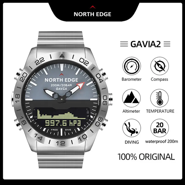 Мужские водостойкие часы North Edge 20bar ударостойкие для военнослужащих - изображение 10