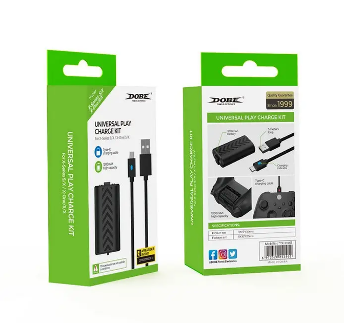Акумулятор Dobe TYX-0634B 1200 мАг для геймпада Xbox Series та One чорний + кабель - Фото 4 Акумулятор Dobe TYX-0634B 1200 мАг для геймпада Xbox Series та One чорний + кабель - зображення 4