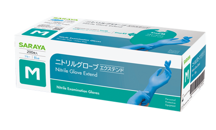 Рукавички оглядові Saraya Nitrile Glove Extend Blue 200 M (50968-1) - зображення 1