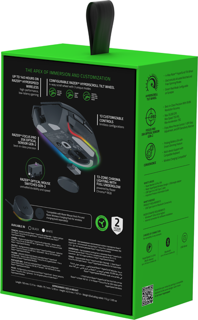 Mysz Razer Basilisk V3 Pro 35K Wireless/Bluetooth/USB Black (RZ01-05240100-R3G1) - obraz 9