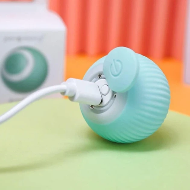 Інтерактивна іграшка для котів собак з USB-зарядкою Розумний м'яч синій - зображення 2