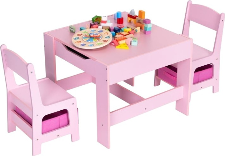 Zestaw dziecięcy EcoToys stół z 2 krzesełkami i blatem do rysowania kredą (ZKC-1B) (5905817006762) - obraz 8