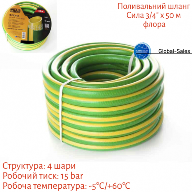 Шланг поливочный Сила 3/4" x 50 м флора (550630) - изображение 2