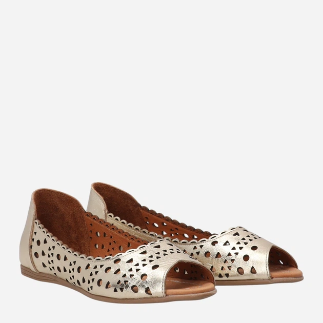 Baleriny damskie skórzane ażurowe z odkrytymi palcami Venezia A040LEGOOBA118 37 (4UK) 24 cm Złote (5906140781760) - obraz 4