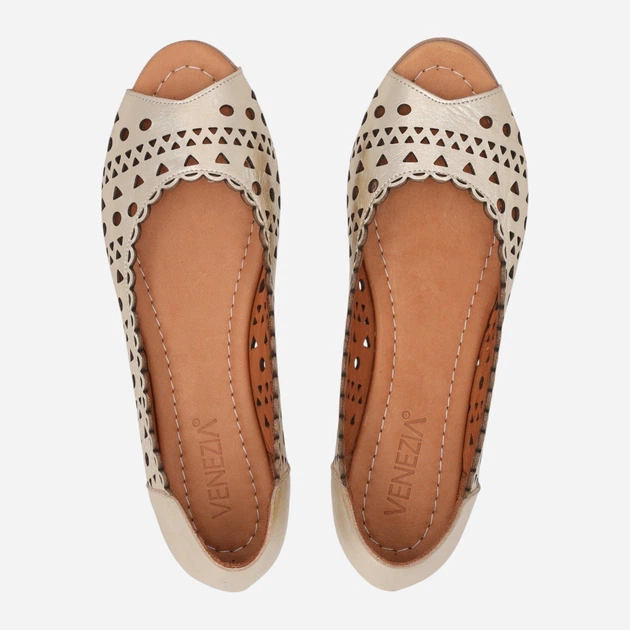 Жіночі балетки зі шкіри Venezia A040LEGOOBA118 40 (7UK) 26 см Золотисті (5906140781791) - зображення 5