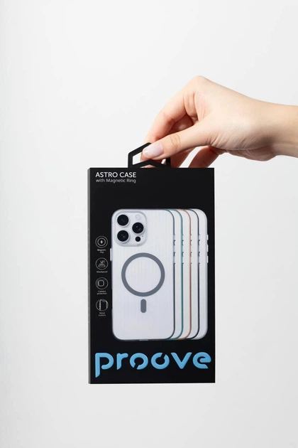 Чехол с магнитом Proove Astro Case with Magnetic Ring iPhone 14 Pro Max прозрачный матовый ребристый transparent mint - изображение 6
