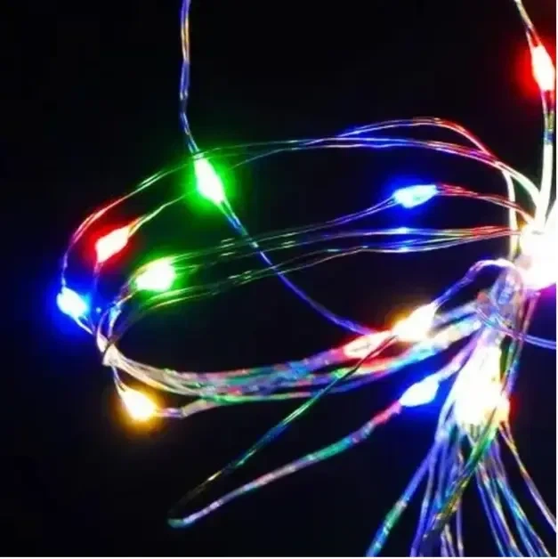 Гирлянда праздничная Xmas 30 Led 3M (Copper) Медная проволока (Капля Росы) M MULTI Работает от батареек+USB для нового года, для праздника - изображение 2