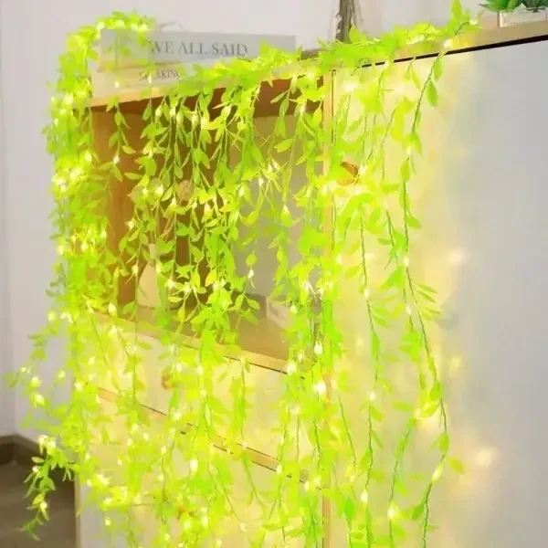 Гирлянда зеленая ива теплый белый Штора 200 LED 3х2 м Белый теплый для нового года, для праздника, для ночного освещения, на день рождения - Фото 3 Гирлянда зеленая ива теплый белый Штора 200 LED 3х2 м Белый теплый для нового года, для праздника, для ночного освещения, на день рождения - изображение 3
