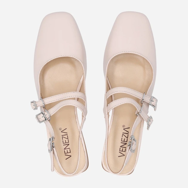 Sandały damskie slingback skórzane z zakrytymi palcami Venezia L007PABEOBH141 37 (4UK) 24 cm Beżowe (5906140721667) - obraz 5