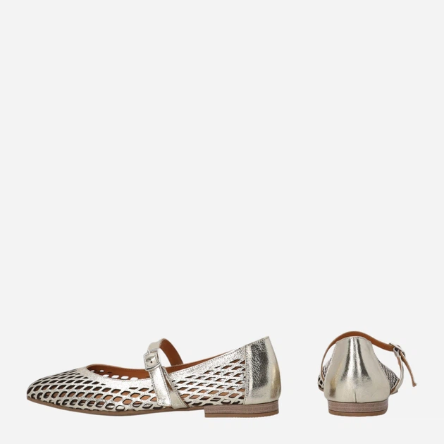 Baleriny damskie skórzane ażurowe z paskiem Venezia L094LEGOOBA034 38 (5UK) 24.4 cm Złote (5906140906507) - obraz 3