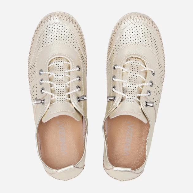 Półbuty damskie skórzane sznurowane Venezia R099LEGOOSP047 39 (6UK) 25 cm Złote (5906140823910) - obraz 5