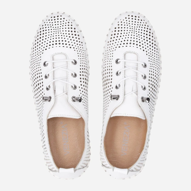 Półbuty damskie skórzane ażurowe Venezia R105LEWHOSP047 36 (3UK) 23.5 cm Białe (5906140823941) - obraz 5